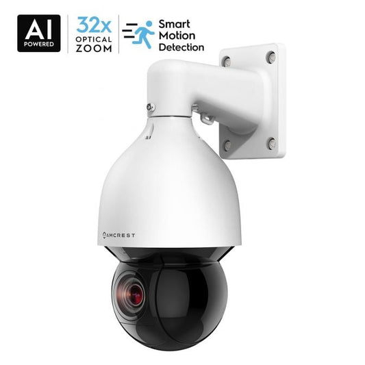 Amcrest 4MP Outdoor PTZ POE + IP Camera Pan Tilt Zoom (Optical 32x Motorized) UltraHD POE+ Camera Security Speed Dome, CMOS Image Sensor, 492ft Night Vision, POE+ (802.3at) IP67, 4MP, IP4M-1083EW-AI