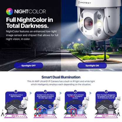 Amcrest 4MP Outdoor PTZ POE+ IP Camera PTZ Optical 25x IP4M-1093EW-AI