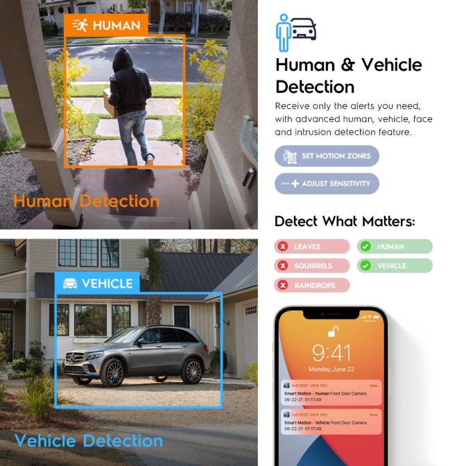 Amcrest 4MP Panoramic IP PoE AI Camera 180° FOV IP4M-PB181EW-AI