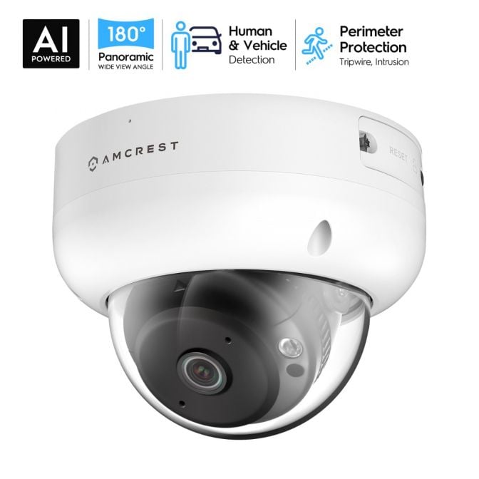Amcrest 4MP Panoramic IP PoE AI Dome Camera 180° FOV IP4M-PD183EW-AI
