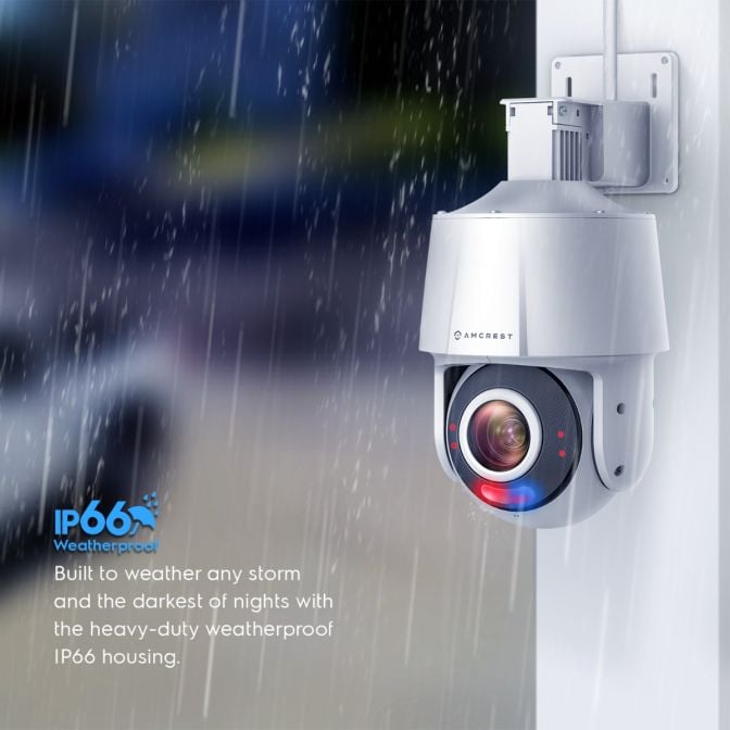 Amcrest 4MP Outdoor PTZ POE AI IP Camera Pan Tilt Zoom Security Speed Dome, Human Detection, 98ft Night Vision, Tripwire & Intrusion, POE (802.3at) IP4M-S2112EW-AI