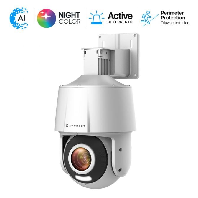Amcrest 4MP Outdoor PT POE AI IP Camera Pan Tilt Security Speed Dome, Human Detection, Tripwire & Intrusion, POE (802.3at) IP4M-SN2110EW-AI