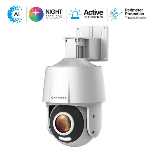 Amcrest 4MP Outdoor PT POE AI IP Camera Pan Tilt Security Speed Dome, Human Detection, Tripwire & Intrusion, POE (802.3at) IP4M-SN2110EW-AI