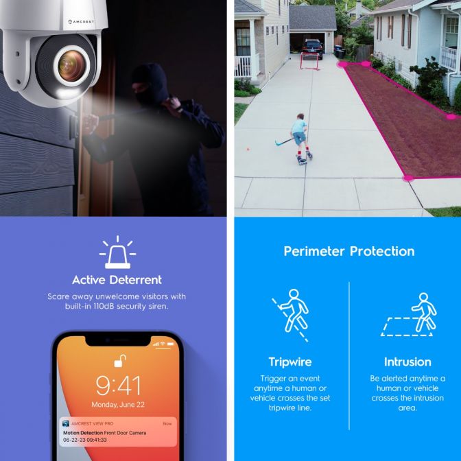 Amcrest 4MP Outdoor PT POE AI IP Camera Pan Tilt Security Speed Dome, Human Detection, Tripwire & Intrusion, POE (802.3at) IP4M-SN2110EW-AI