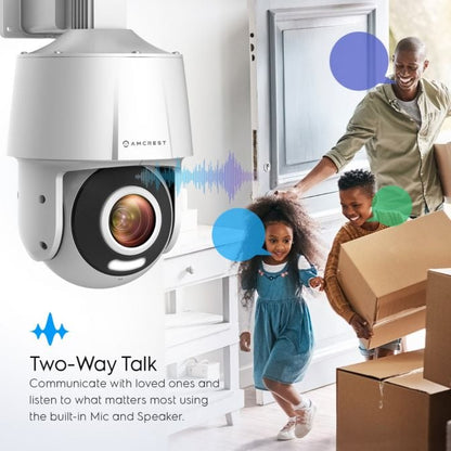 Amcrest 4MP Outdoor PT POE AI IP Camera Pan Tilt Security Speed Dome, Human Detection, Tripwire & Intrusion, POE (802.3at) IP4M-SN2110EW-AI