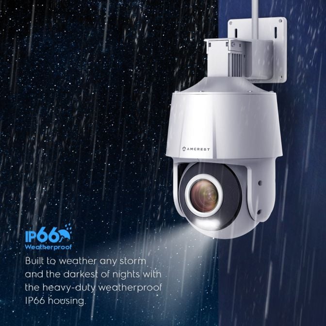 Amcrest 4MP Outdoor PT POE AI IP Camera Pan Tilt Security Speed Dome, Human Detection, Tripwire & Intrusion, POE (802.3at) IP4M-SN2110EW-AI