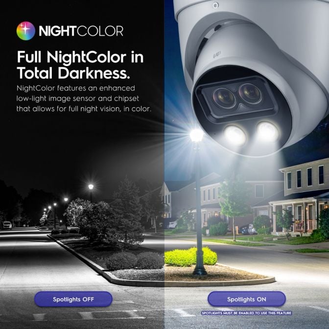 Amcrest Dual-Lens 2K (2 x 2K) AI Outdoor Security Turret IP POE Camera, 4MP (2 x 4MP) @25fps, 0.0002lux@F1.0, 164ft Color Night Vision, Vehicle/Human Detection, Mic, Siren, IP4M-T1044EW-AI