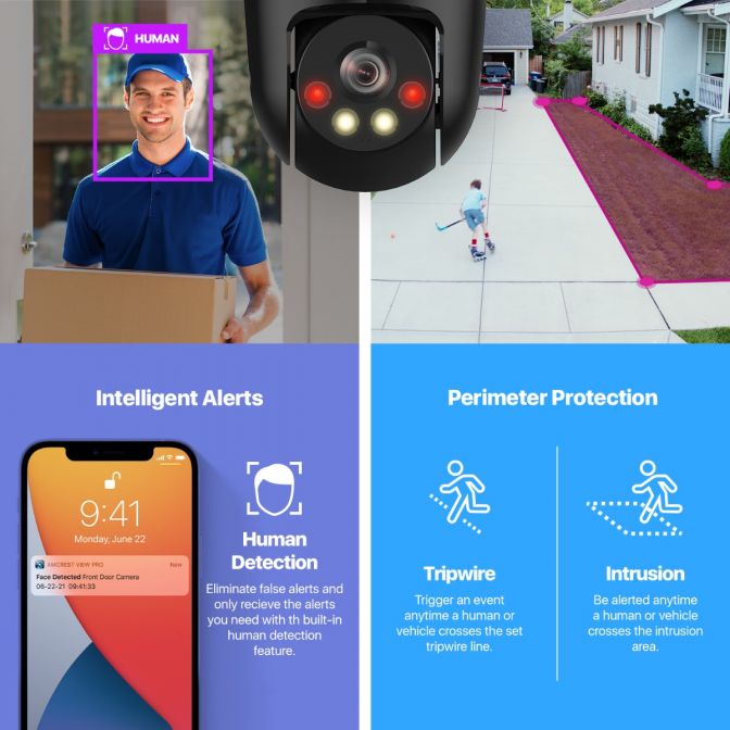 Amcrest 5MP UltraHD Mini AI Outdoor IP PoE Camera, Security IP Camera with Two-Way Audio, 98ft Full Color Night Vision, Remote Viewing, 5-Megapixel, Wide 104.8° FOV, IP5M-1190EW (White)