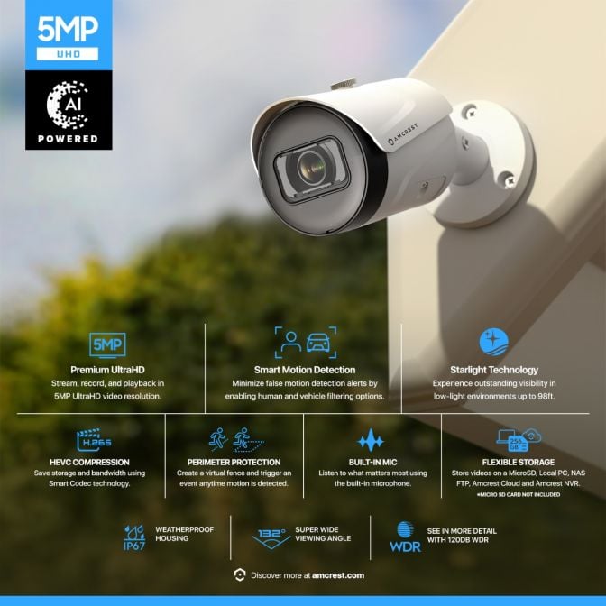 Amcrest 5MP PoE Bullet Security Camera