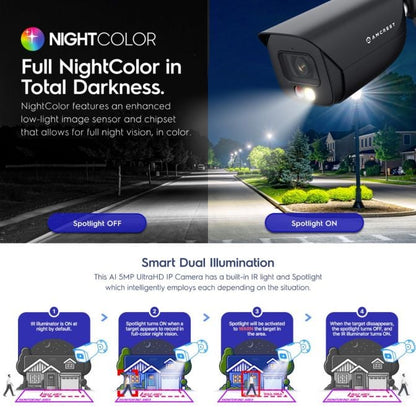 Amcrest 5MP AI IP PoE Bullet Cam IP5M-B1276EB-AI (Black)