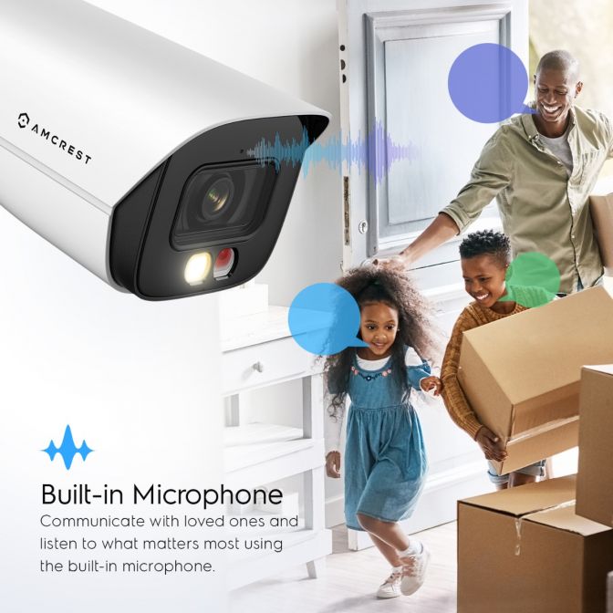 Amcrest 5MP Security Camera System, 4K 8CH PoE NVR, (4) x 5-Megapixel Night Color Bullet POE IP Cameras, Active Deterrent, Pre-Installed 2TB Hard Drive