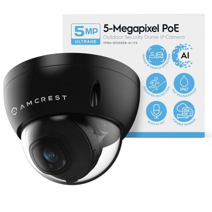 Amcrest 5MP Outdoor Security Dome IP PoE Camera IP5M-D1188EW-AI-V3 & IP5M-D1188EB-AI-V3