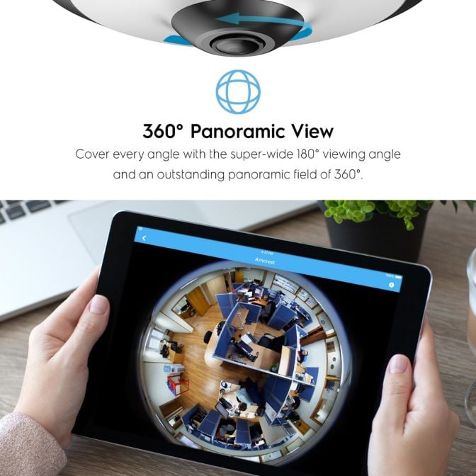 Amcrest 5MP Fisheye IP PoE Camera 360° Panoramic FOV IP5M-F1180EW-V2