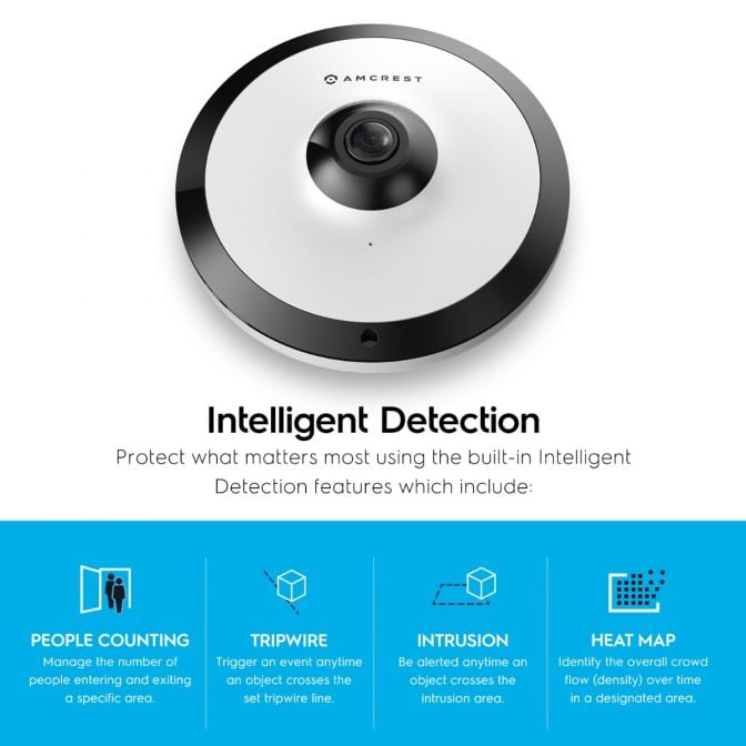 Amcrest 5MP Fisheye IP PoE Camera 360° Panoramic FOV IP5M-F1180EW-V2