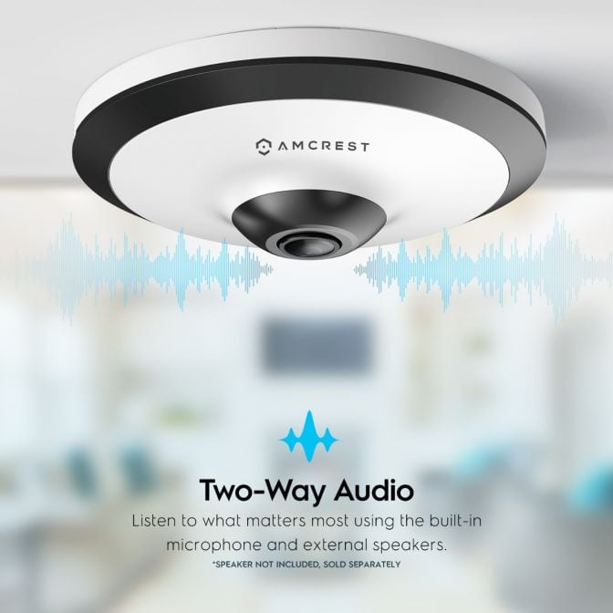 Amcrest 5MP Fisheye IP PoE Camera 360° Panoramic FOV IP5M-F1180EW-V2