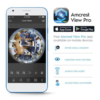 Amcrest 5MP Fisheye IP PoE Camera 360° Panoramic FOV IP5M-F1180EW-V2