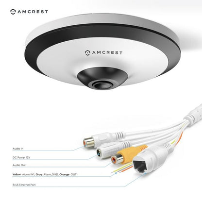 Amcrest 5MP Fisheye IP PoE Camera 360° Panoramic FOV IP5M-F1180EW-V2