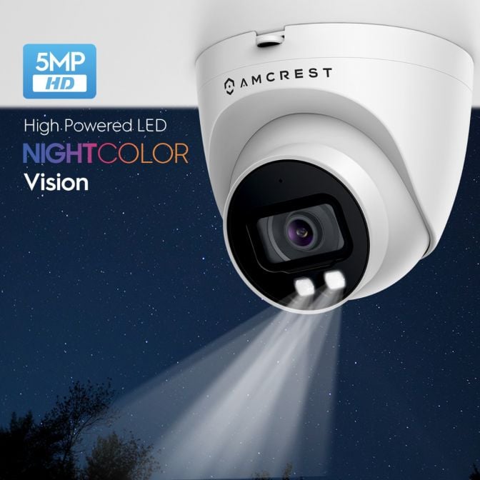 Amcrest 5MP Outdoor Night Color AI Turret PoE Camera, IP5M-T1273EW-AI