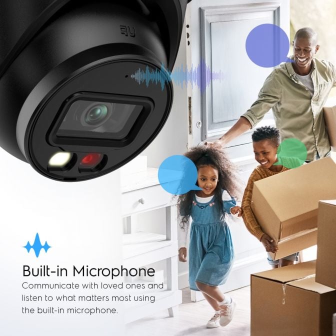 Amcrest 5MP Security Camera System, 4K 8CH PoE NVR, (4) x 5-Megapixel Night Color Turret POE IP Cameras, Active Deterrent, Pre-Installed 2TB Hard Drive