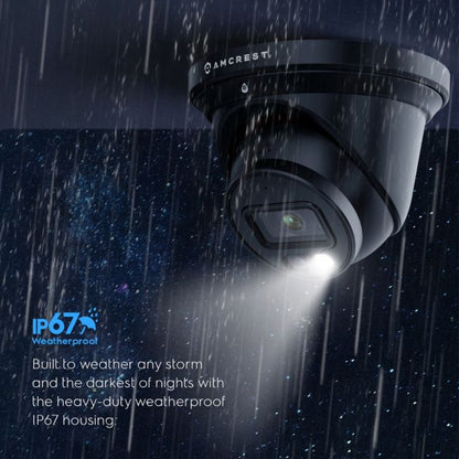 Amcrest 5MP Security Camera System, 4K 8CH PoE NVR, (4) x 5-Megapixel Night Color Turret POE IP Cameras, Active Deterrent, Pre-Installed 2TB Hard Drive