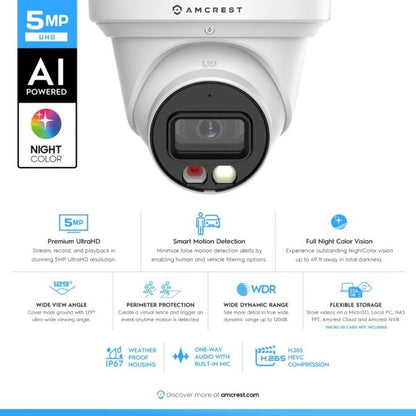Amcrest 5MP AI IP PoE Turret Cam IP5M-T1277EW-AI (White)