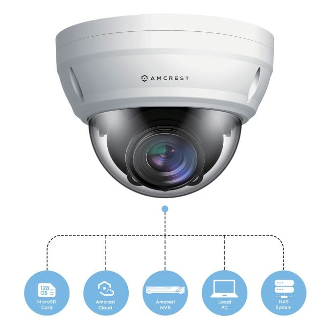 Amcrest UltraHD 4K Varifocal PoE Dome Outdoor Security Camera, 8MP (3264x2448), 164ft Night Vision, Motorized Varifocal Lens 58º-110º, White (IP8M-2454EW)