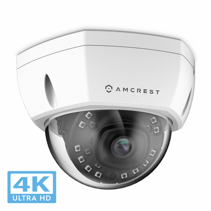 Amcrest 4K Security Camera System w/ 4K 8CH PoE NVR, (4) x 4K (8-Megapixel) IP67 Weatherproof Metal Bullet & Dome POE IP Cameras (3840x2160), 2.8mm Wide Angle Lens, NV4108E-2493EW2-2496EW2-2TB (White)