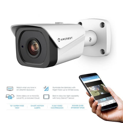 Amcrest 4K Security Camera System 8Ch PoE NVR 6x 4K POE Camera 2TB HDD