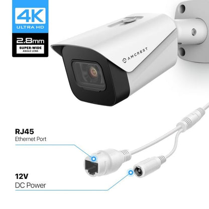 Amcrest 4K Security Camera System 8CH NVR 4x 4K Bullet POE IP Cam 2TB