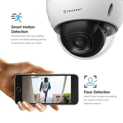 Amcrest 4K Security Camera System w/ 4K 8CH PoE NVR, 4 x 4K (8MP) IP67 Weatherproof Dome POE IP Cameras, 2.8mm Wide Angle Lens, NV5208E-IP8M-2693EW4-2TB (White)