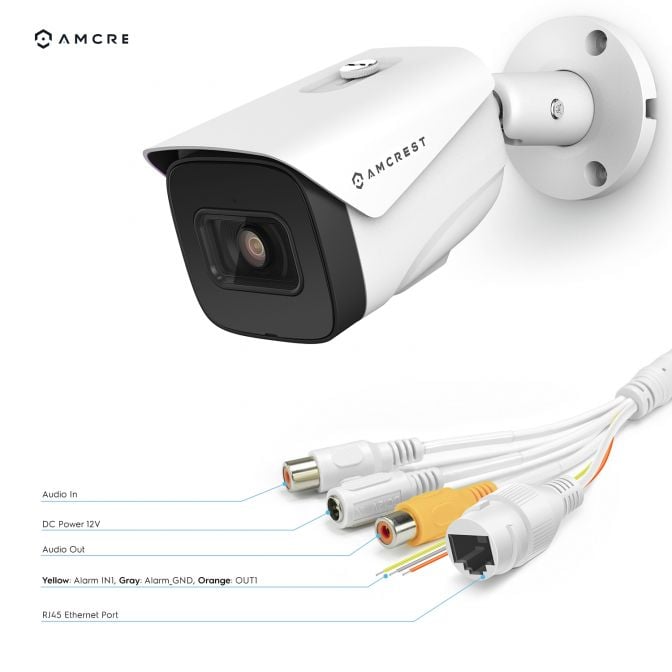 Amcrest 4K Security Camera System with 4K 8CH PoE NVR, 4 x 4K (8MP) IP67 Weatherproof Metal Bullet PoE IP Cameras, 2.8mm Wide Angle Lens, Pre-Installed 2TB Hard Drive, NV5208E-IP8M-2696EW4-2TB (White)