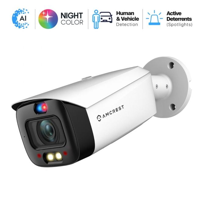 Amcrest UltraHD 4K (8MP) IP POE AI Camera, 4K @25/30fps, 98ft Full Night Color Vision IP8M-DB3946EW-3AI