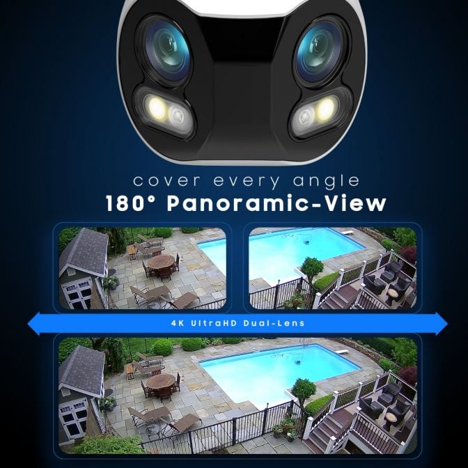 Amcrest Dual-Lens 4K (8MP) Outdoor Security POE Camera, 2 x 4MP Lenses PoE AI Bullet IP Camera