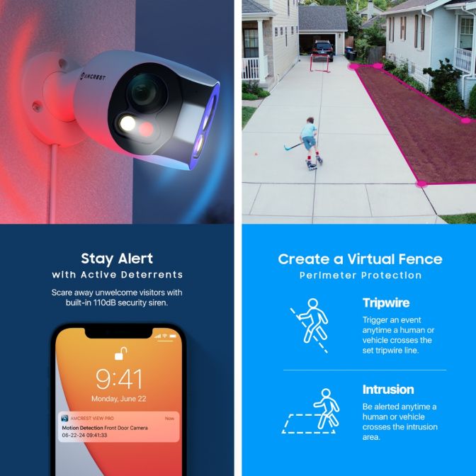 Amcrest Dual-Lens 4K (8MP) Outdoor Security POE Camera, 2 x 4MP Lenses PoE AI Bullet IP Camera