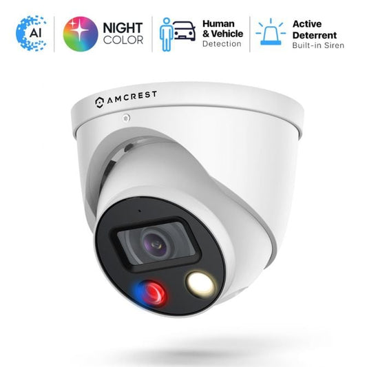 Amcrest 4K Security Outdoor Turret PoE IP Camera, White IP8M-DT3949EW-3AI-V2