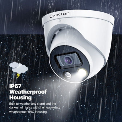 Amcrest 4K Security Outdoor Turret PoE IP Camera, White IP8M-DT3949EW-3AI-V2