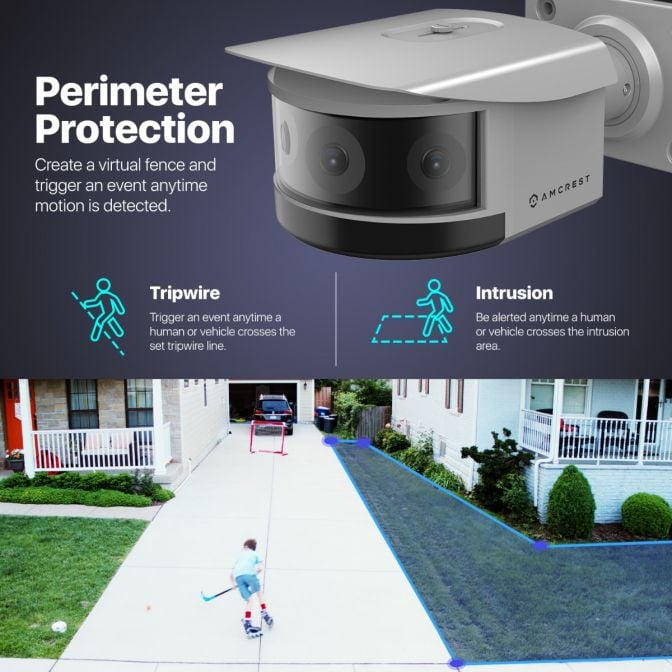 Amcrest 4K Panoramic IP PoE AI Camera 180° FOV IP8M-MB182E-AI