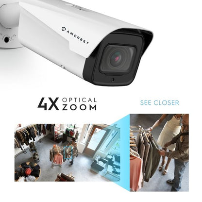 Amcrest 4K Optical Zoom IP PoE Bullet Camera, IP67 White IP8M-MB2546EW
