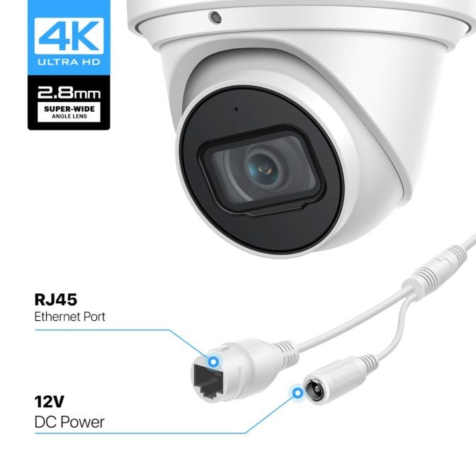 Amcrest 4K AI Security System 8CH PoE NVR 4 x 4K AI Turret POE Cameras 2TB