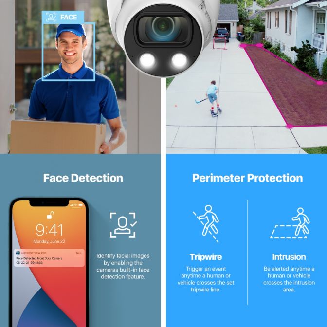 Amcrest UltraHD 4K (8MP) IP POE AI Camera, 4K @30fps, 164ft Night Color Vision, F1.0, Security Outdoor Turret Camera, Face, Vehicle & Human Detection, Built in Microphone, IP8M-T2883EW-AI