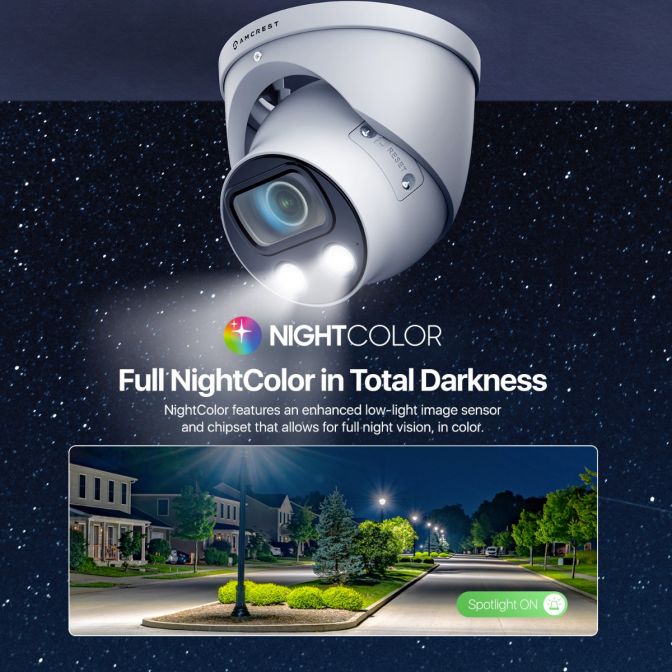Amcrest UltraHD 4K (8MP) IP POE AI Camera, 4K @30fps, 164ft Night Color Vision, F1.0, Security Outdoor Turret Camera, Face, Vehicle & Human Detection, Built in Microphone, IP8M-T2883EW-AI