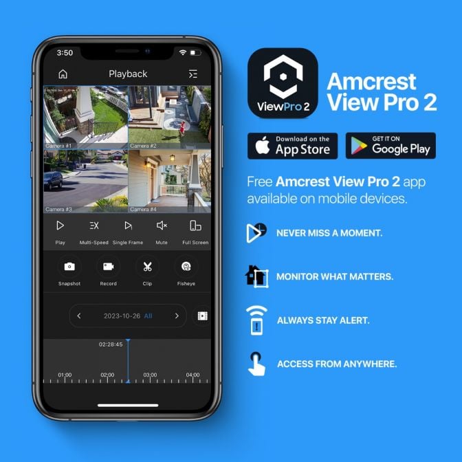 Amcrest UltraHD 4K (8MP) IP POE AI Camera, 4K @30fps, 164ft Night Color Vision, F1.0, Security Outdoor Turret Camera, Face, Vehicle & Human Detection, Built in Microphone, IP8M-T2883EW-AI