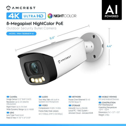 Amcrest Night Color AI Bullet Camera