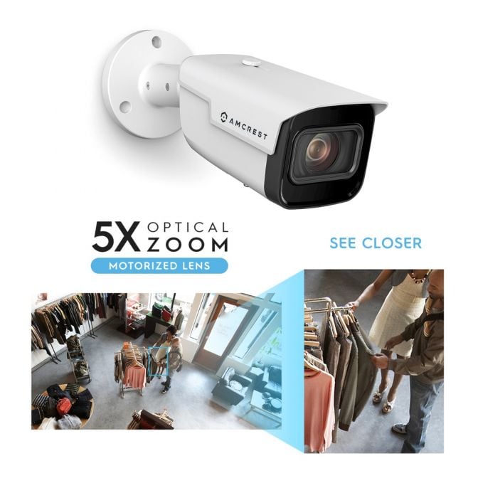 Amcrest 4K Bullet IP PoE Camera 5x Optical Zoom IP67 IP8M-VB2796EW