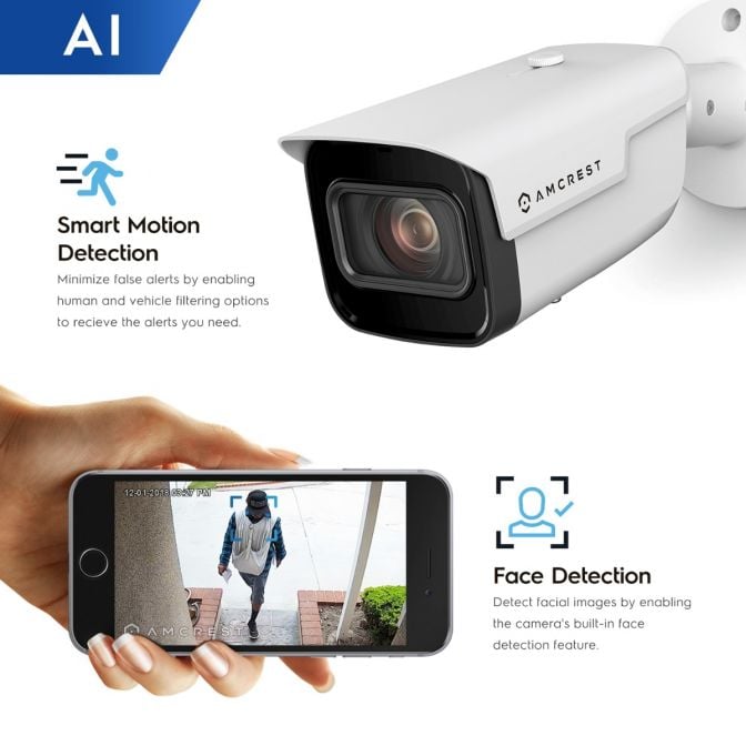 Amcrest 4K AI IP PoE Camera Bullet 5x Optical Zoom IP8M-VB2896EW-AI