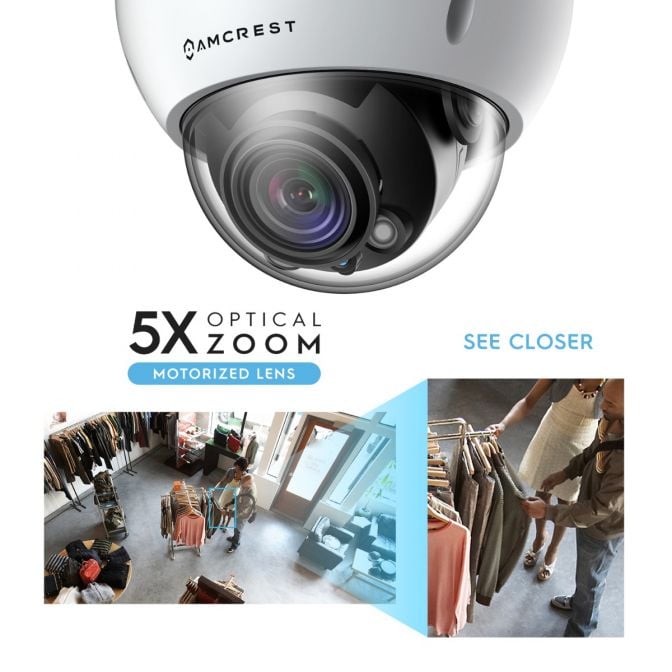 Amcrest 4K Optical Zoom AI POE Camera, Varifocal 8MP Outdoor POE IP Camera Dome, Face/Human/Vehicle Detection, 2.7mm~13.5mm Lens, IP67, 5X Optical Zoom, (IP8M-VD2893EW-AI)