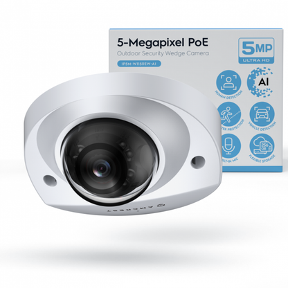 Amcrest 5-Megapixel Wedge IP PoE AI Camera, Security IP Camera Outdoor, Built-in Microphone