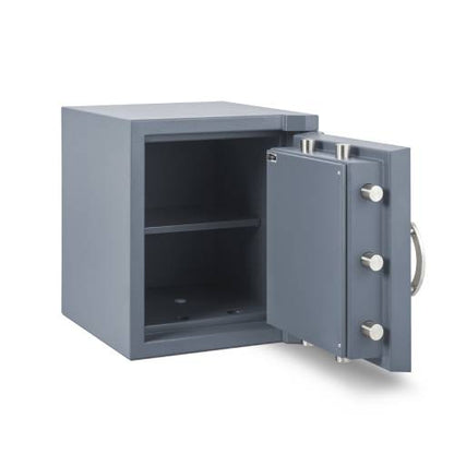 MagnaVault TL30 MV30-2017 Burglary and Fire Safe – front view with combination lock and handle

Open MagnaVault TL30 MV30-2017 safe showing interior shelves and fire lining

Close-up of MagnaVault TL30 MV30-2017 locking bolts and solid door construction

Side profile of MagnaVault TL30 MV30-2017 fire-rated composite safe body

MagnaVault TL30 MV30-2017 safe in office environment for secure storage