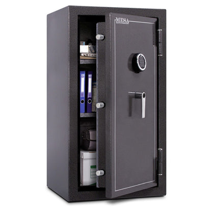 Mesa Safe MBF3820 burglary and fire resistant safe with electronic lock, steel construction

MBF3820 2-hour fire rated safe, burglary-resistant design, charcoal gray finish

Mesa Safe MBF3820 secure storage safe, electronic keypad lock, heavy-duty steel body

Burglary and fire safe MBF3820 with upholstered interior and adjustable shelving

Mesa Safe MBF3820 large capacity safe, 40-inch height, 22-inch width, 22-inch depth

MBF3820 Mesa Safe with reinforced door, multiple locking bolts, and anchor-ready desi