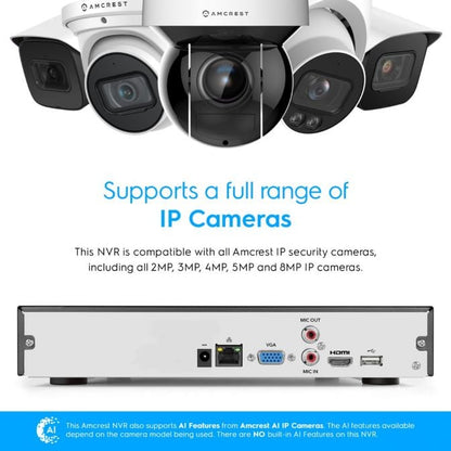 Amcrest 4K 16CH NVR No PoE Ports Supports up to 10TB HDD NV4116-A2